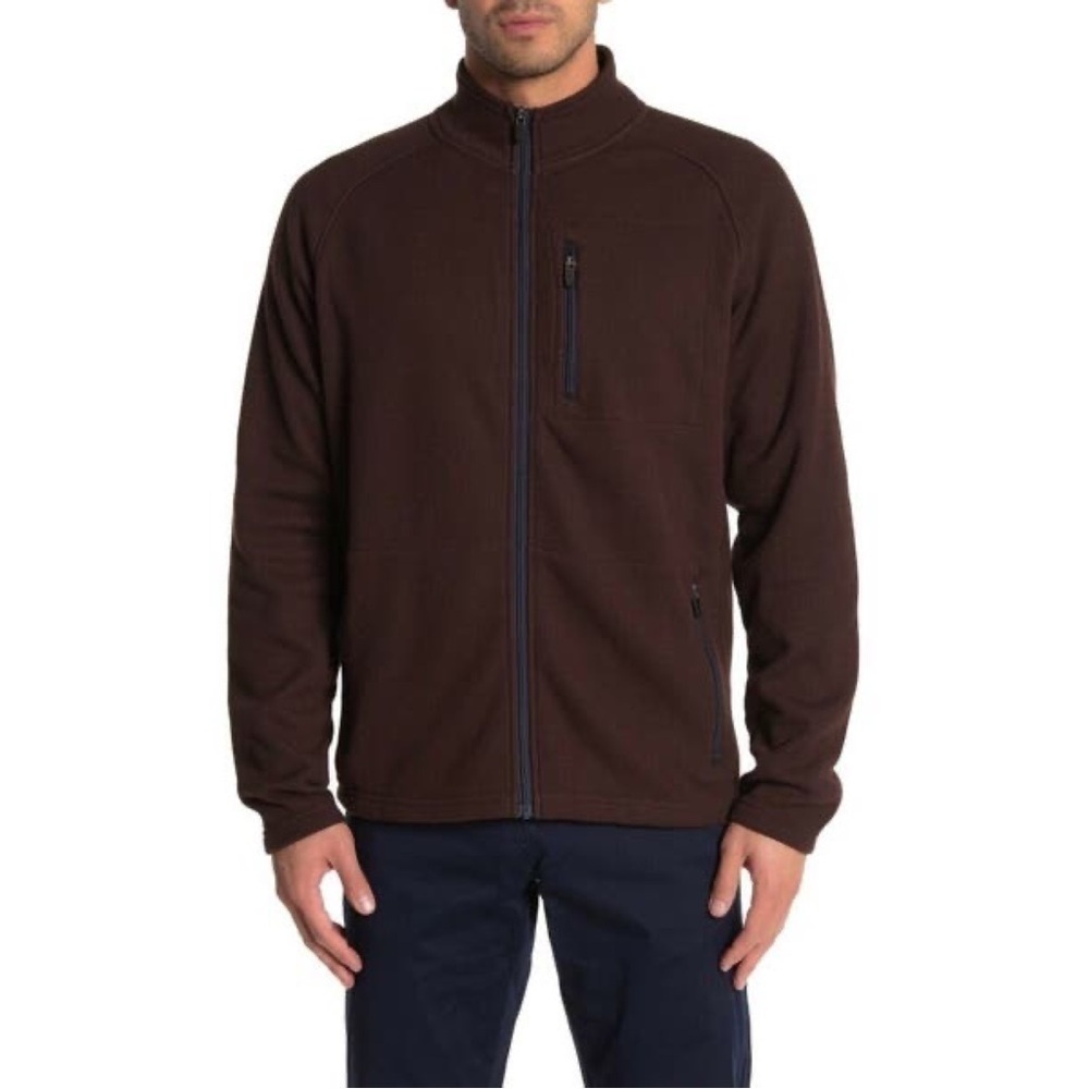 Tailor Vintage Waffle Bonded Fleece Full Zip Jacket Brown sweatshirt zipper fall